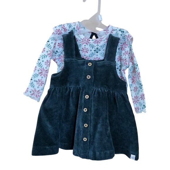 Burt's Bees Baby Other - Burts Bees Baby Girl 2-Piece Organic Cotton Dress Set Bodysuit Corduroy Overall